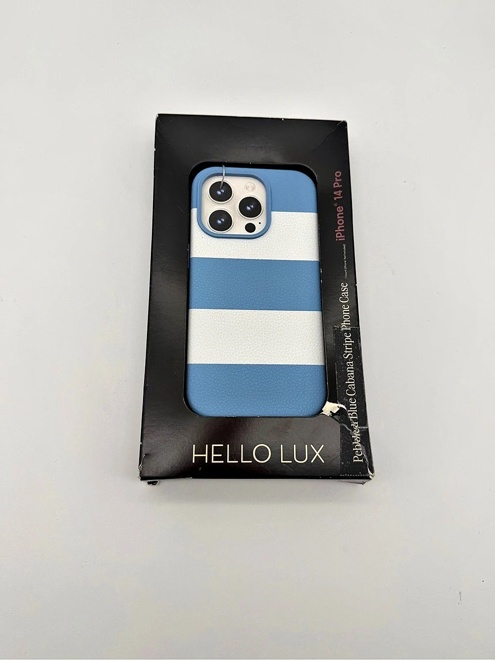 Hello Luxe Blue & White Striped iPhone 14 Pro Case NWT